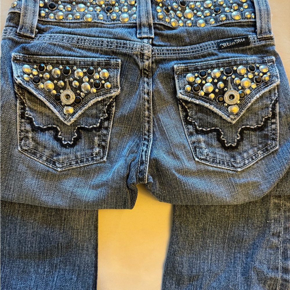 Miss Me Blue Jeans with Embellished Pockets